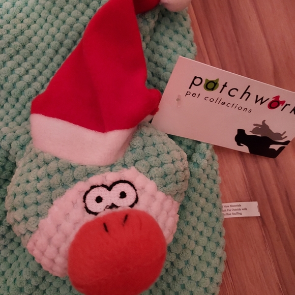 Patchwork Holiday Penguin Toy Santa Hat Mint Hanging Stocking 15 Inch Dog Gift - Picture 2 of 8